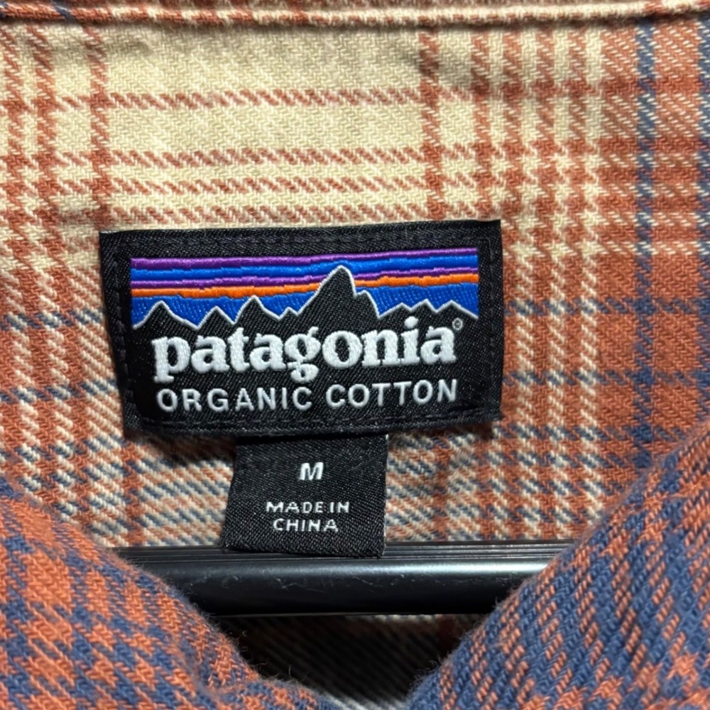 Patagonia Mens Fjord Flannel Organic Cotton Plaid Shirt Orange Yellow Size M - Picture 5 of 9